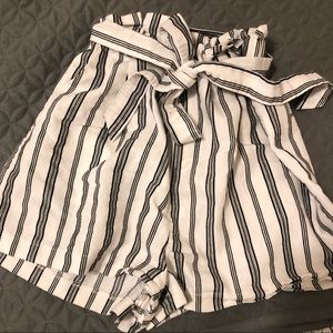 Striped black and white shorts